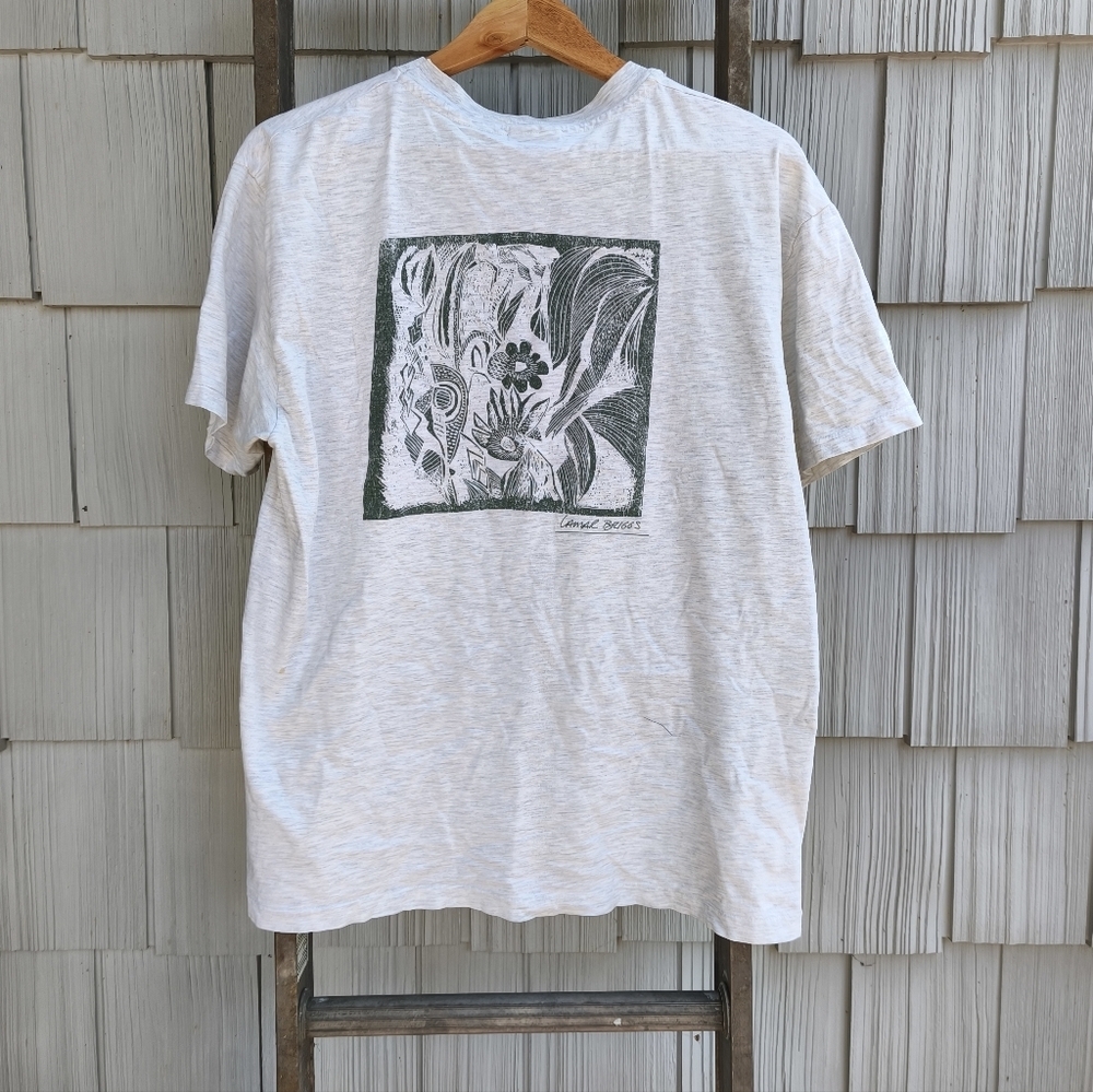 Lamar Briggs 1996 Spring Island Trust Tee Tropical Botanical sz L Hanes Beefy-T